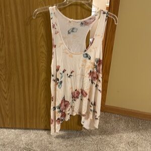 12 Pm By Mon Ami Cream Asymmetrical Cut Out Floral Tank Top size M